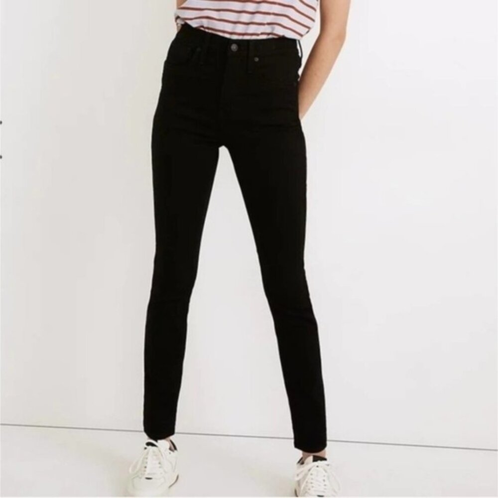 Madewell 10" High Rise Skinny Jean Black Raw Hem Stretch